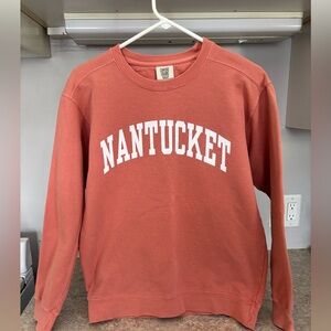 EUC Nantucket Crewneck Peach Orange Sweatshirt Size S Long Sleeve